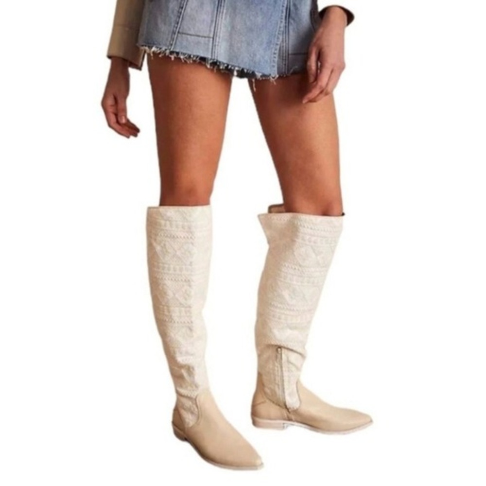 Free People Women's Bren OTK Crochet Western Cowgirl Boots Size US 7 EU‎ 37